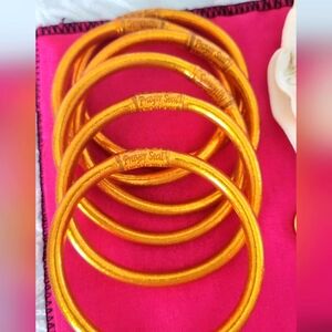 Budhagirl Bangles, Set of 6 in a bright Gold Color, Serenity Prayer Small Size.